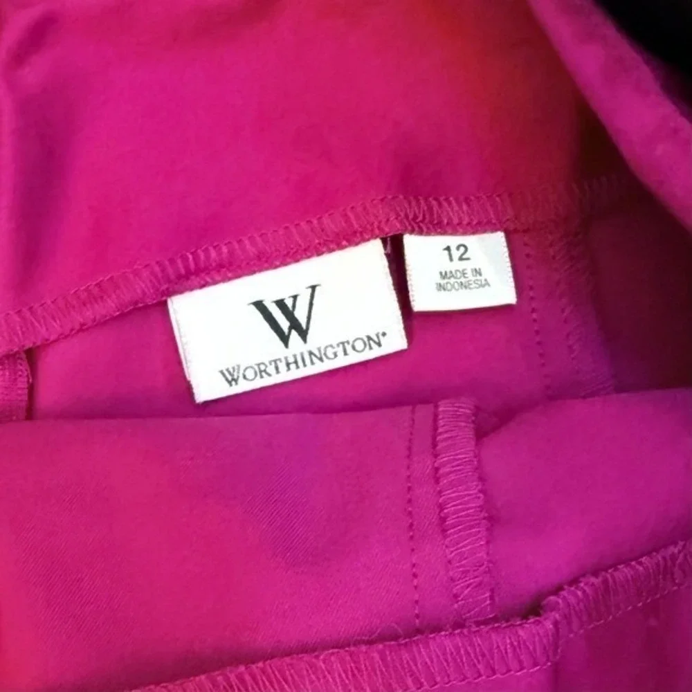 Worthington Women's Size 12 Magenta Pencil Skirt Belted Pleated Business Casual‎